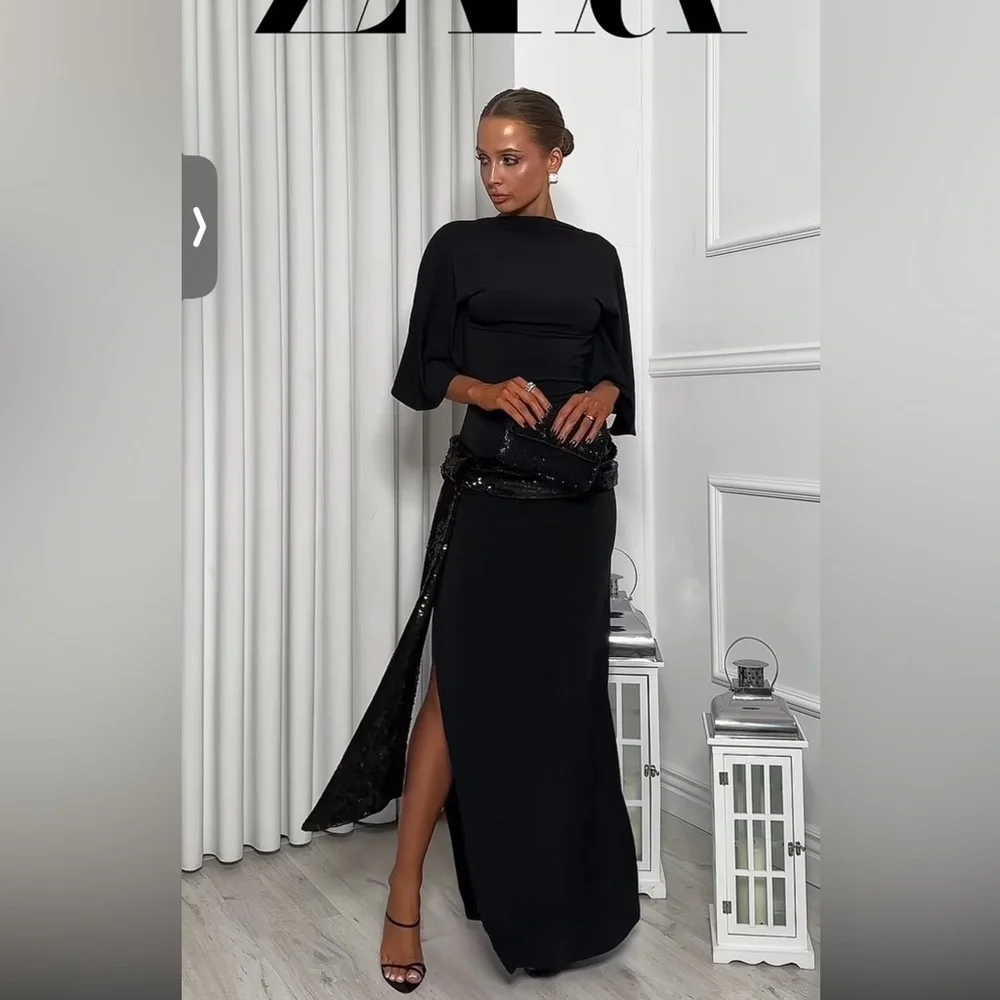 ZARA CUMMERBUND MIDI DRESS - Picture 9 of 17